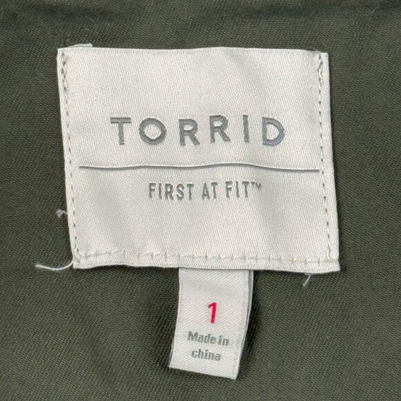 Torrid Womens Drawstring Waist Snap Pocket Green Lightweight Jacket 1 (1X-14/16) - Picture 7 of 10